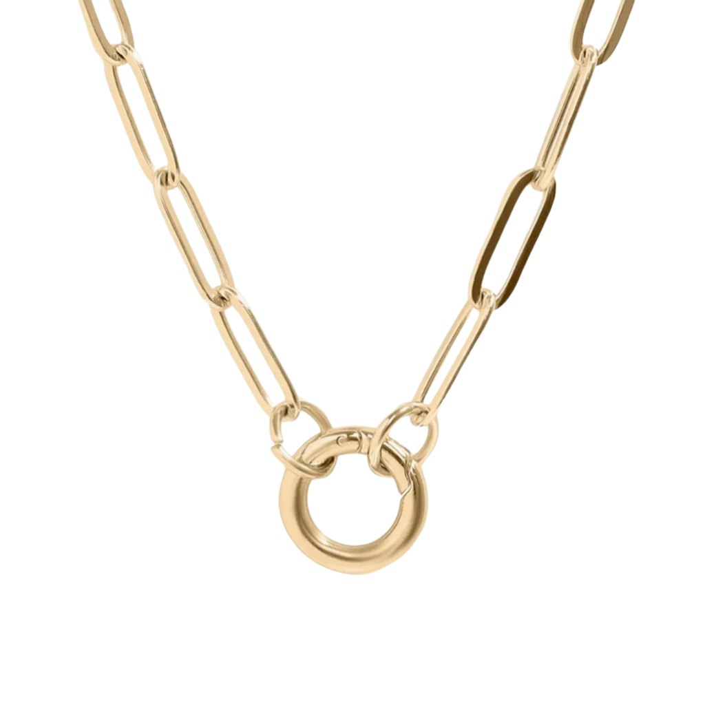 18k Gold Stainless Pearl Charm Holder Necklace + Bracelet Set