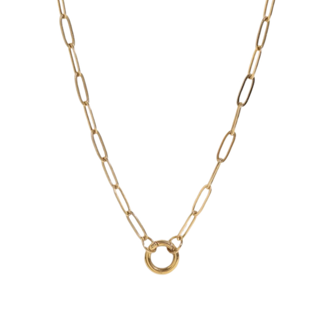 18k Gold Stainless Pearl Charm Holder Necklace + Bracelet Set
